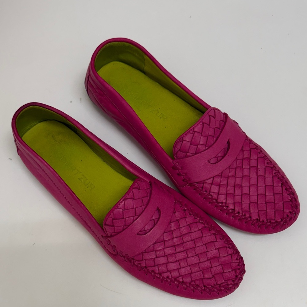 Robert Zur Fuchsia Woven Driving  Loafers